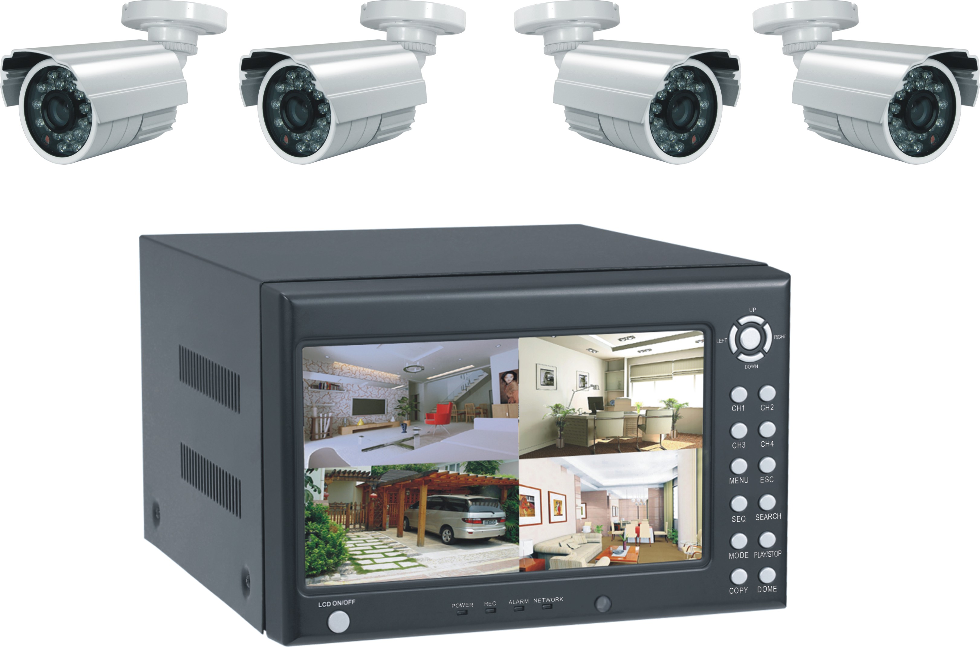 CS-432-4HD(帶顯示的四路DVR+4個攝像機(jī)的套裝)